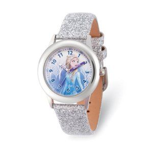 Disney Kids Frozen II Elsa Time Teacher Silver Shimmering Band children’s watch